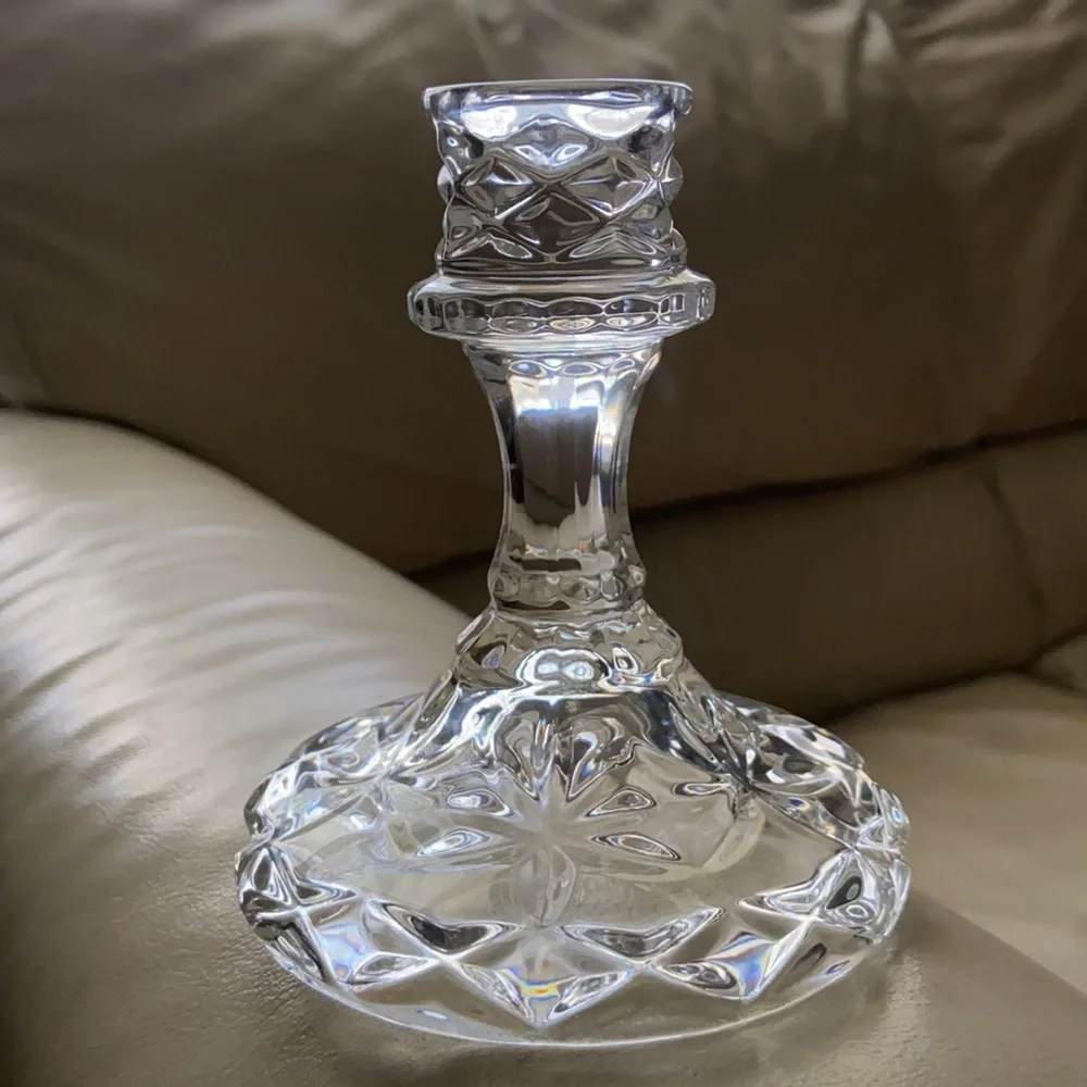 Vintage Crystal Pressed Glass Candlestick Holder
